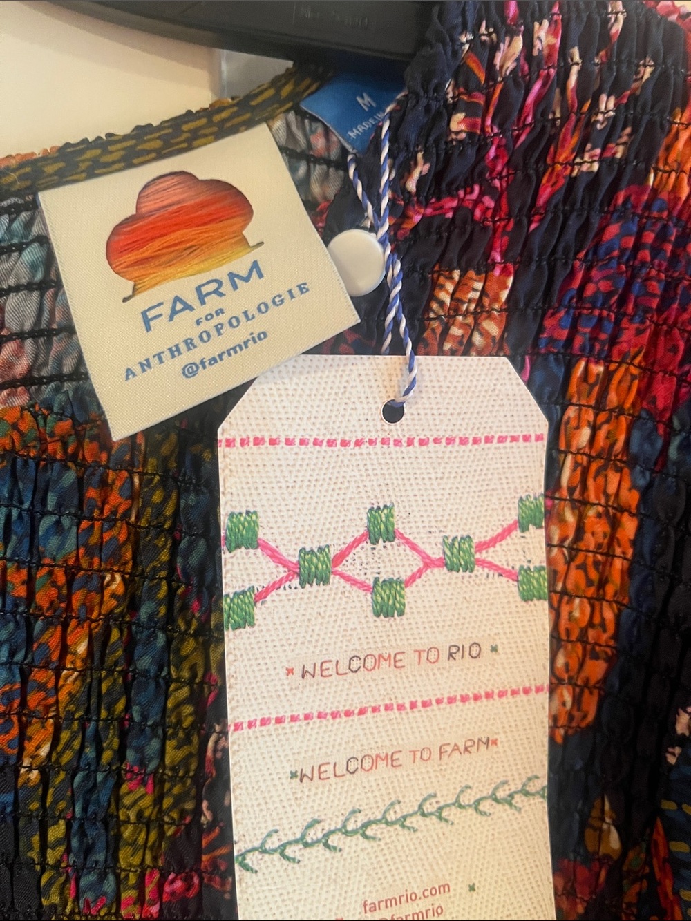 FARM Rio Navy Maxi Dress with Orange, Pink & Green Botanical Print - Picture 8 of 8